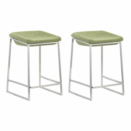 HOMEROOTS 25.6 x 15.7 x 18 in. Heathered Green & Stainless Indented Counter Stools 396789